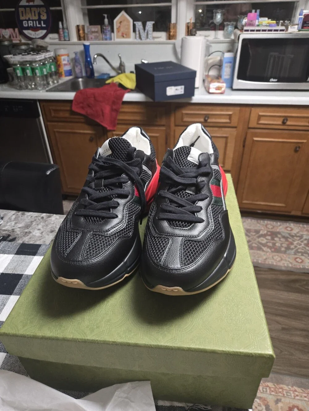 Gucci Black Sneakers with Red & Green Side Stripe